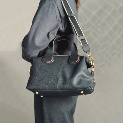 Genuine Cowhide Leather Crossbody Bag – Large Capacity Retro Handbag for Women