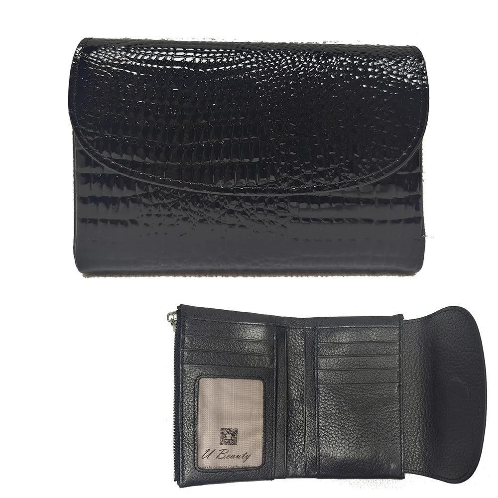 Crocodile Pattern Genuine Leather Women's Short Wallet