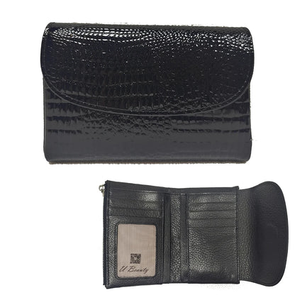Crocodile Pattern Genuine Leather Women's Short Wallet