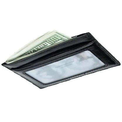 Waxed Cowhide Leather Card Case with ID Window – Ultra Slim