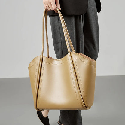 Women's Genuine Leather Tote Bag – Large Capacity Shoulder Bag