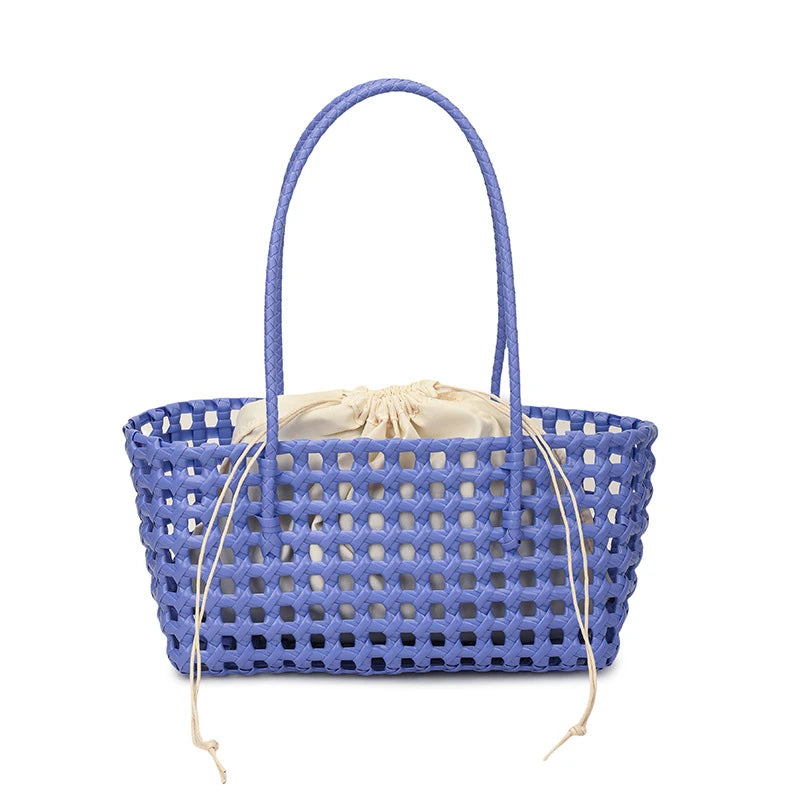 Hollow-Out Woven Basket Tote Bag – Boho Beach Handbag