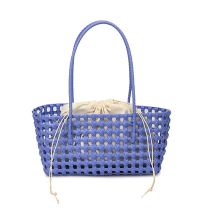 Hollow-Out Woven Basket Tote Bag – Boho Beach Handbag