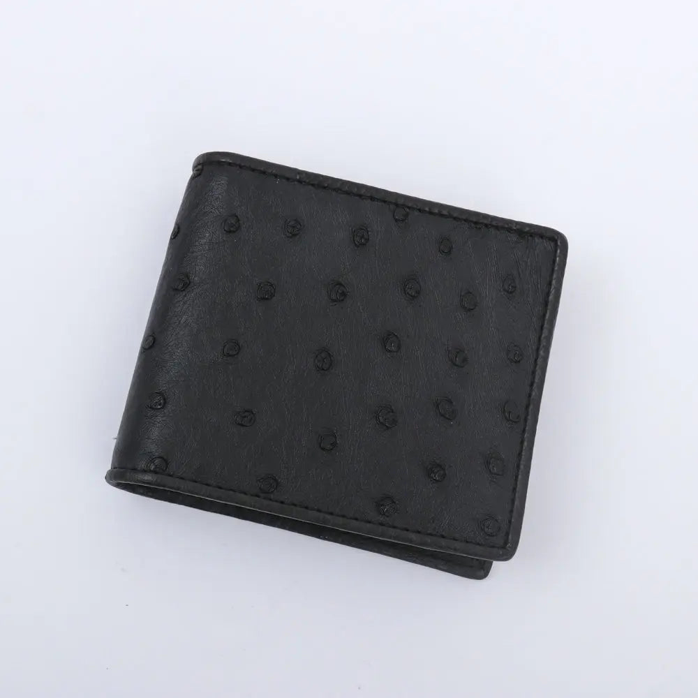 Ostrich Leather Men's Bifold Wallet – Slim Card Holder