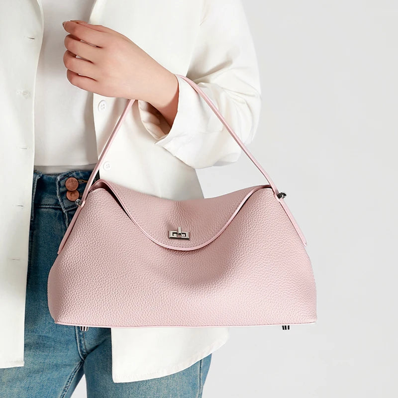 Leather Shoulder Bag for Women – Large Capacity Commute Handbag