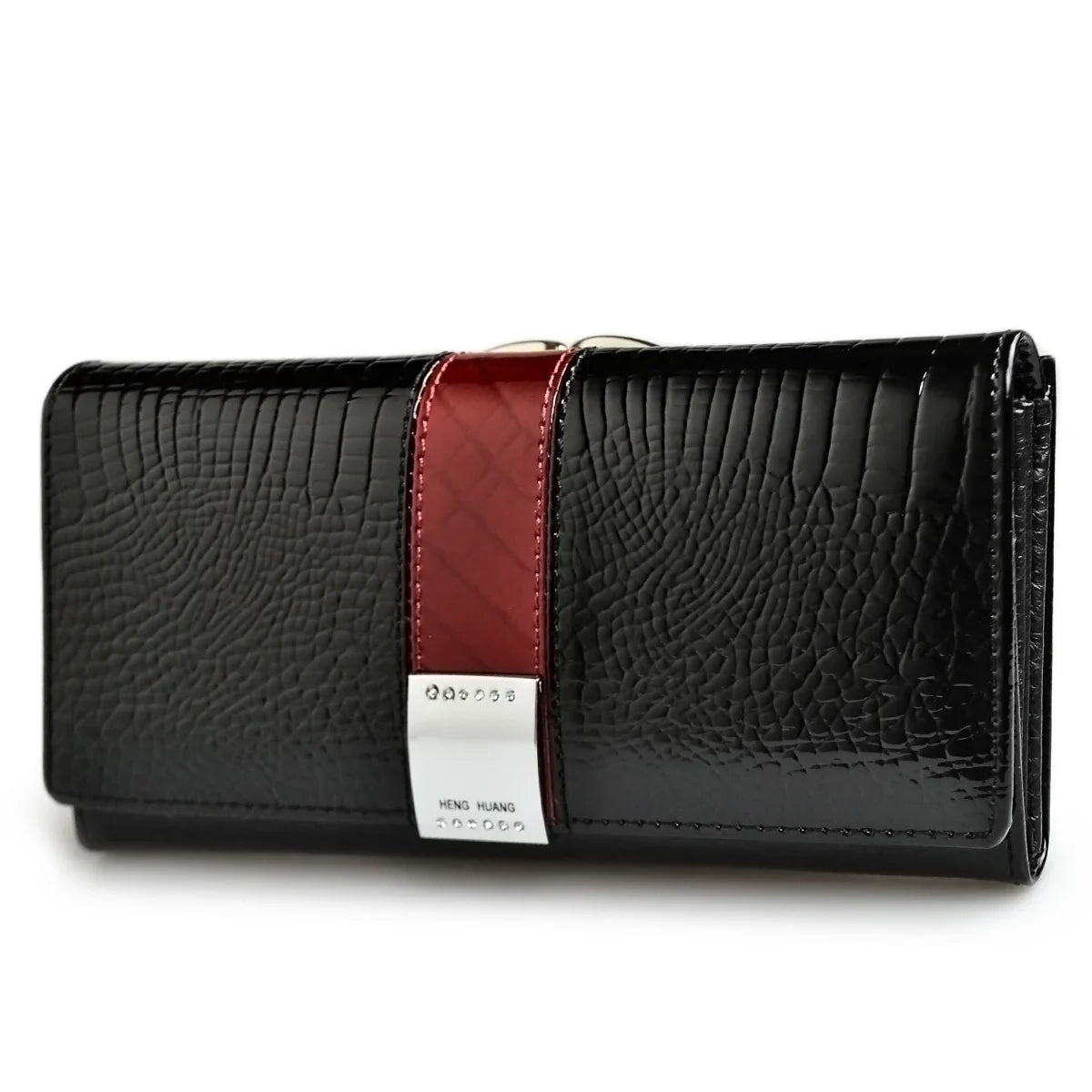 Alligator Patent Leather Long Wallet for Women – Multifunctional Clutch Purse