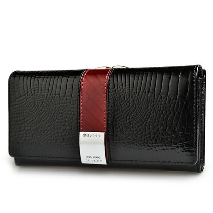 Alligator Patent Leather Long Wallet for Women – Multifunctional Clutch Purse