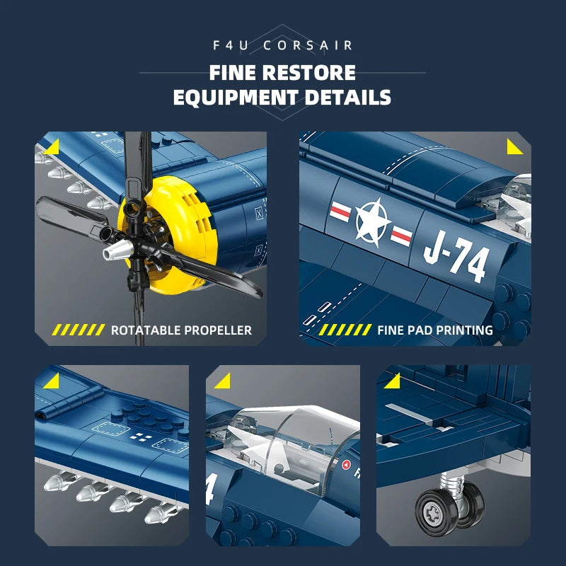 F4U Corsair Fighter Building Blocks – WWII Navy Airplane Model