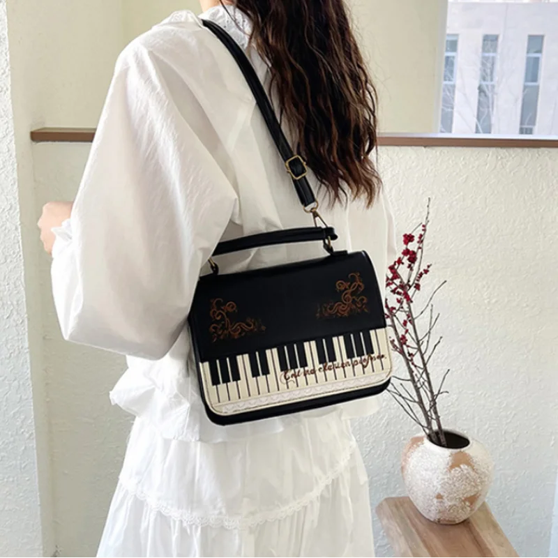 Piano Keyboard Crossbody Bag – Vintage Lace Embroidery Women's Handbag