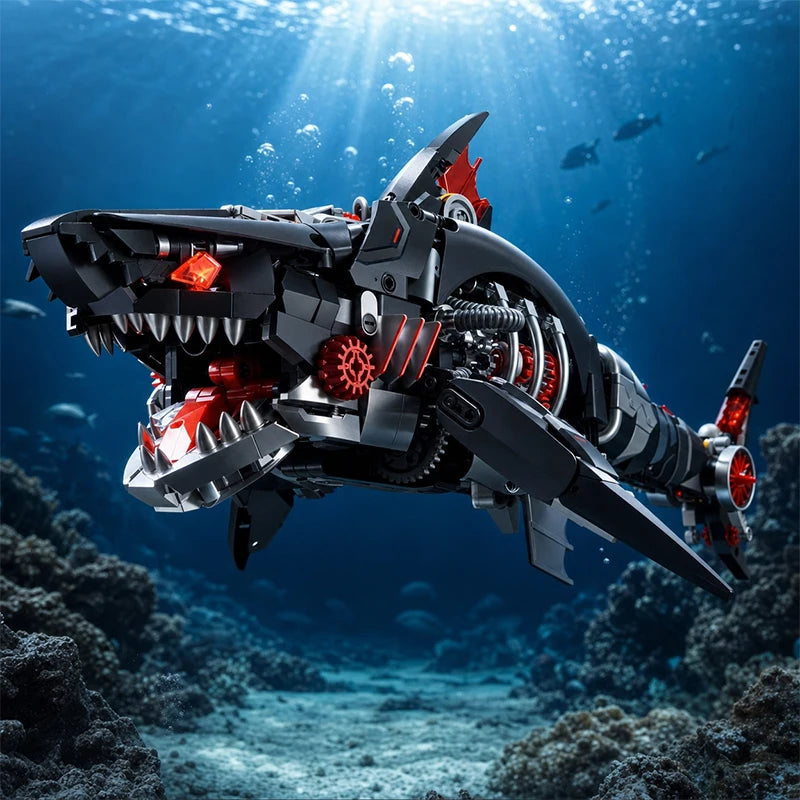 Mechanical Shark Building Blocks Set – MOC Technical Brick Model