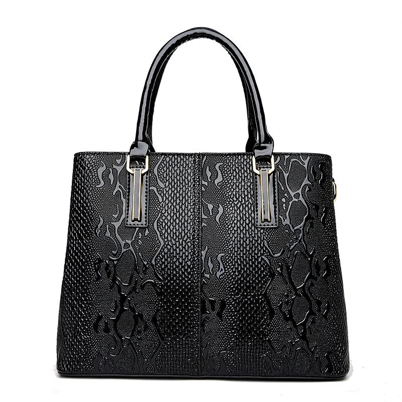 Snake Embossed Patent Leather Women's Tote Bag