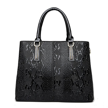 Snake Embossed Patent Leather Women's Tote Bag