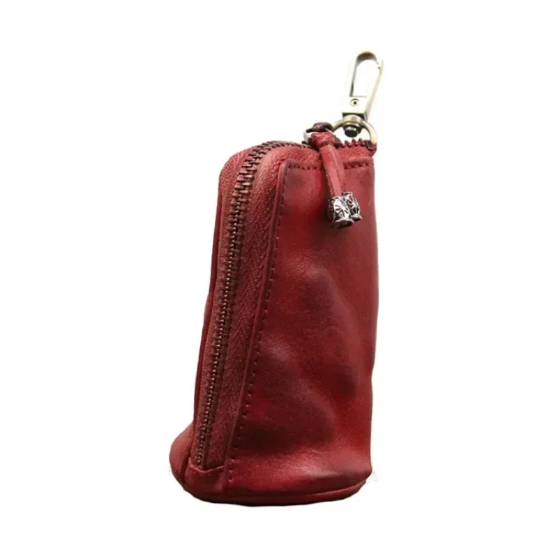 Genuine Leather Key Holder Pouch – Zipper Car Key Bag for Men