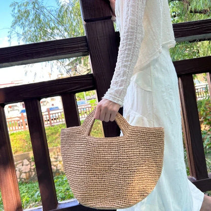 Straw Woven Tote Bag – Women's Large Capacity Beach Basket Bag