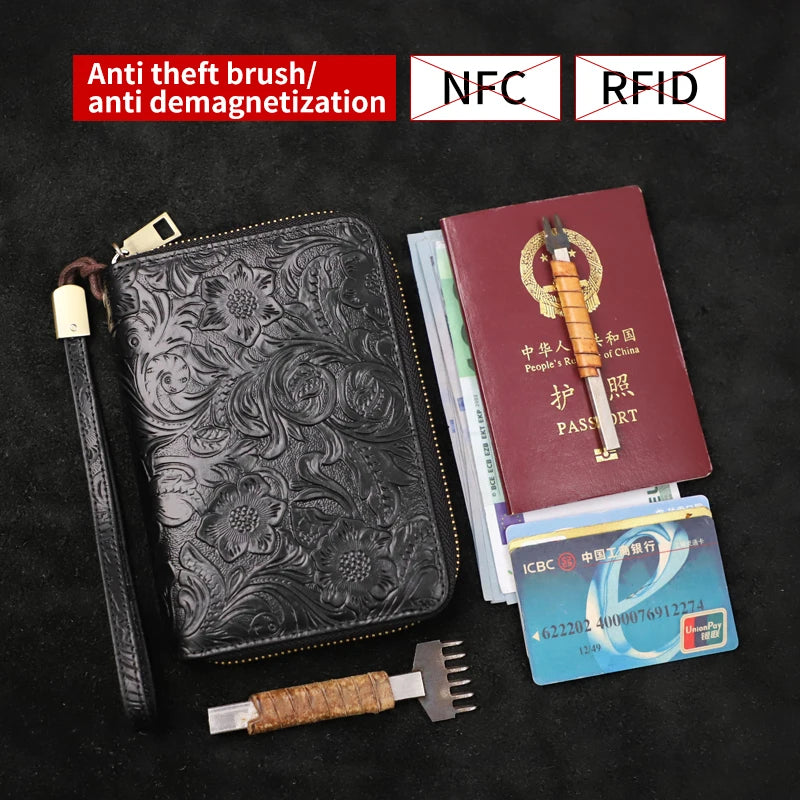 RFID Blocking Genuine Leather Clutch Wallet for Men – Passport