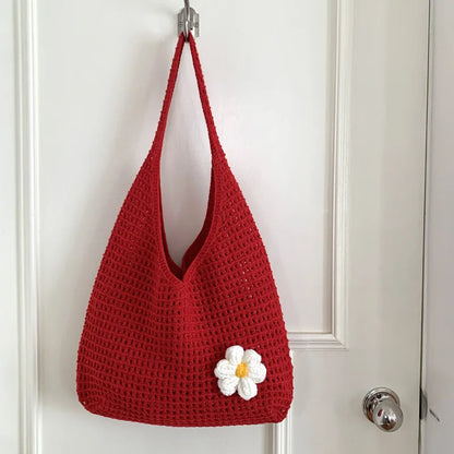 Crochet Shoulder Bag for Women – Large Mesh Knit Hobo Tote
