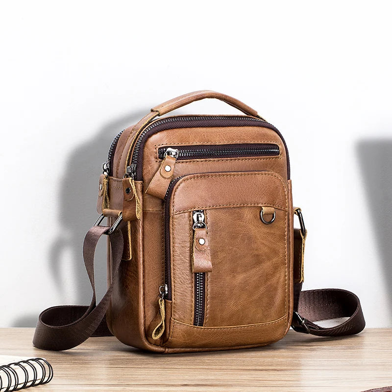 Genuine Leather Messenger Bag for Men – Small Crossbody