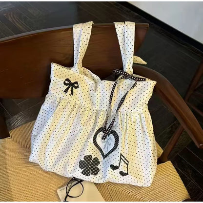 Cute Bow Polka Dot Nylon Tote Bag for Women