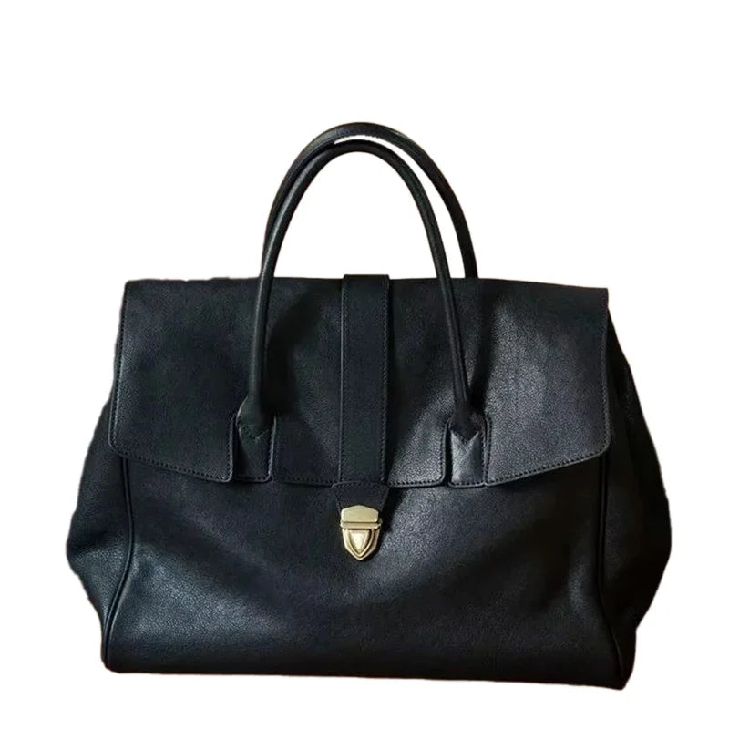 Luxury Lock Tote Bag Large Leather Handbag for Women