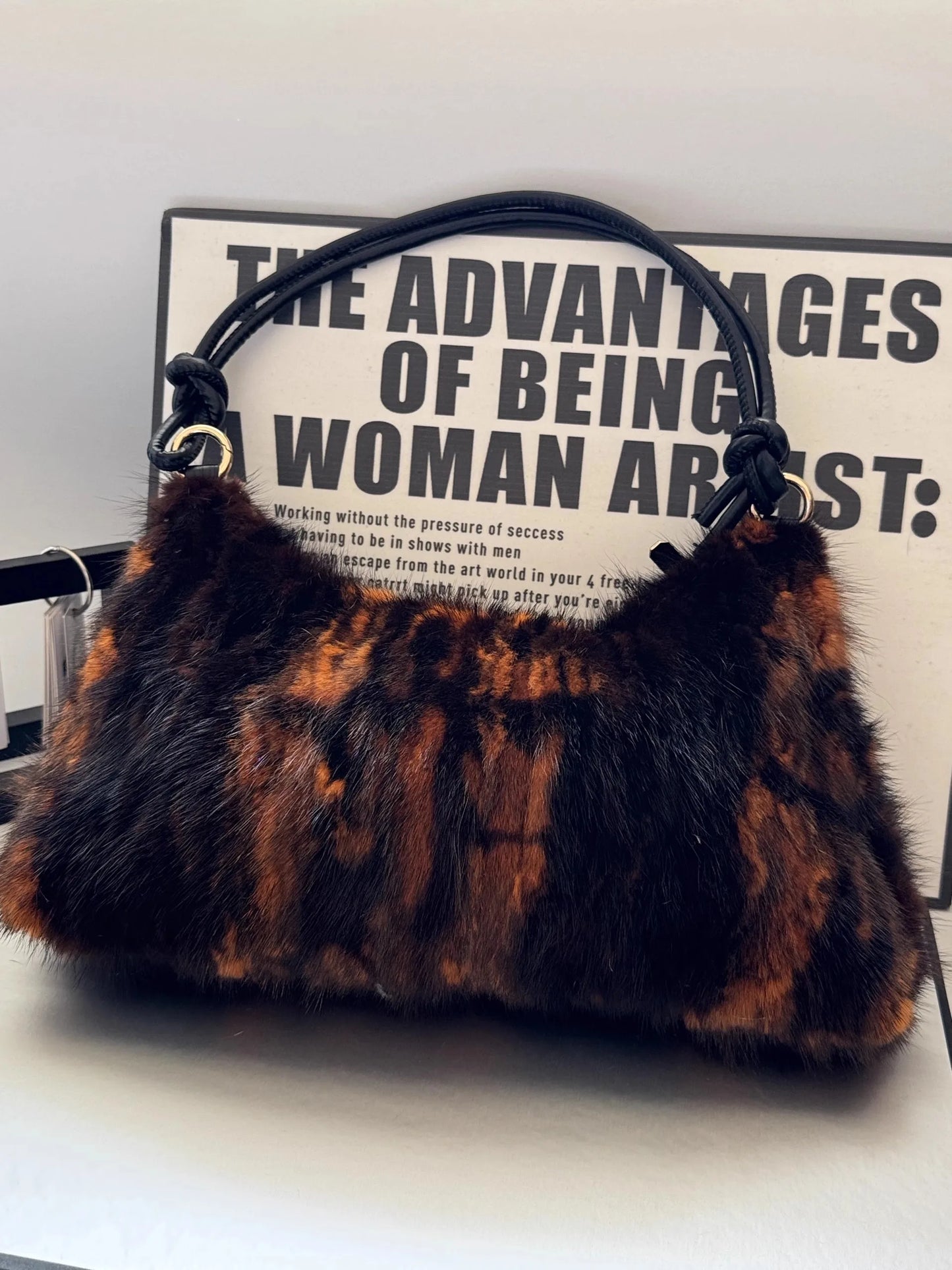 Real Fur Shoulder Bag Women Mink Hair Designer Luxury Handbag Trend Casual Elegant Female Bags