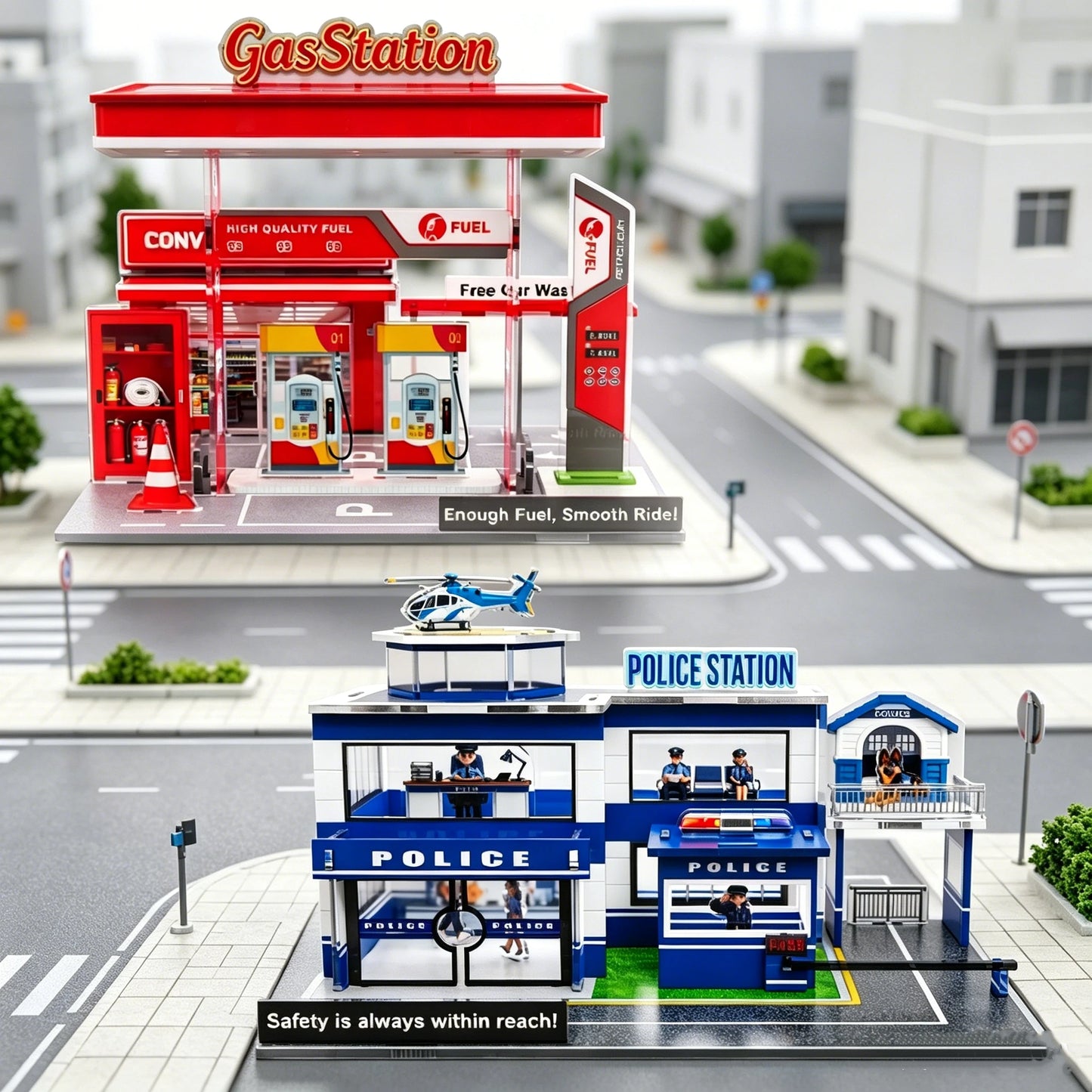 Police Station Miniature Building Blocks Scene Set