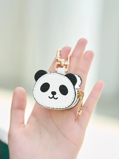 Cute Panda Coin Purse Keychain – Mini PU Leather Zipper Pouch
