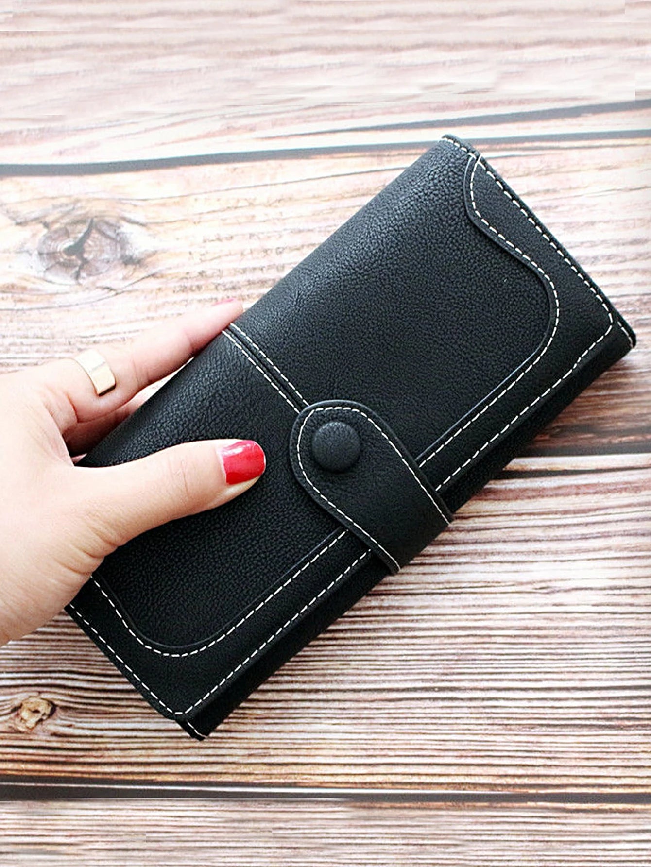 Women's Long Wallet – 17 Card Slots, ID Window & Zipper Coin Purse