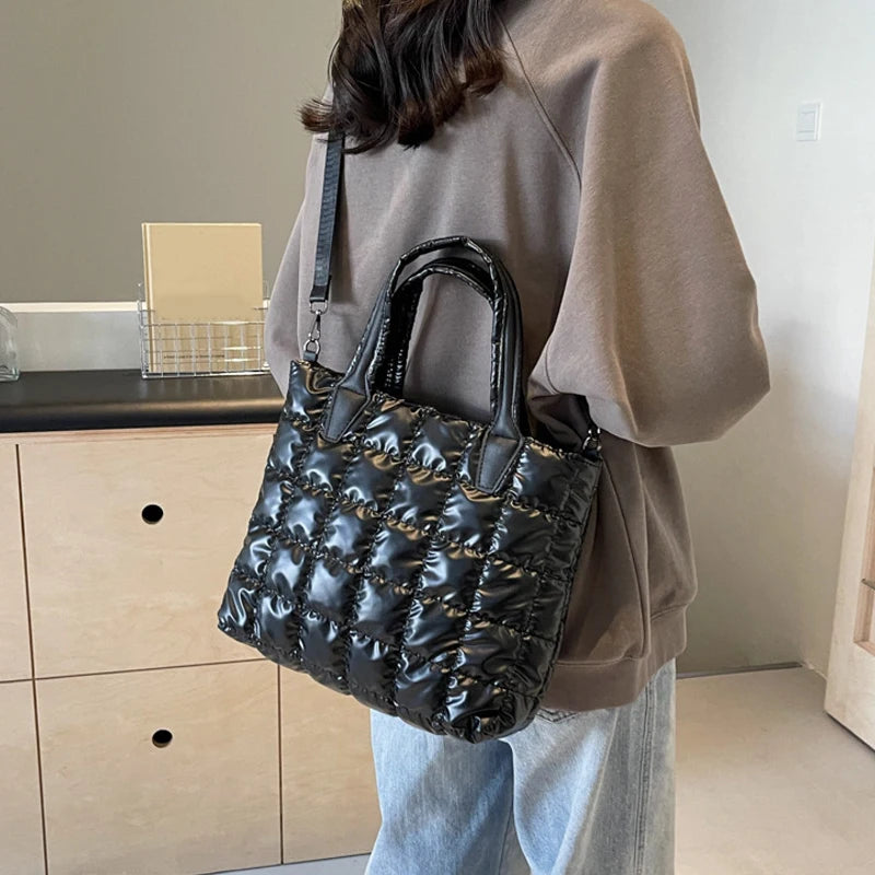 Quilted Puffy Tote Bag for Women – Large Capacity Crossbody