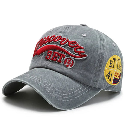 Vintage Washed Baseball Cap – Unisex Letter Embroidery Snapback Hat