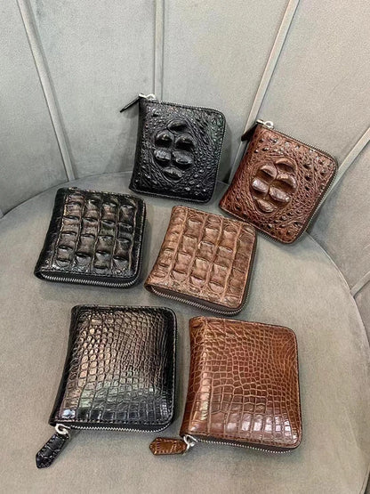 Luxury Crocodile Leather Zipper Wallet for Men