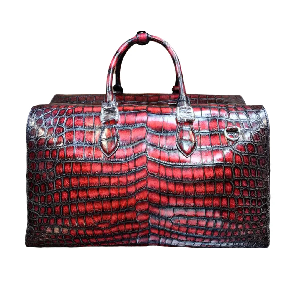 Crocodile Leather Large Travel Duffle Bag
