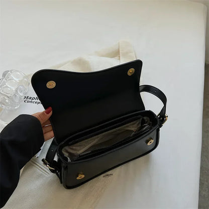 Vintage Leather Crossbody Bags Women Designer Female Small Flap Shoulder Underarm Bag Armpit