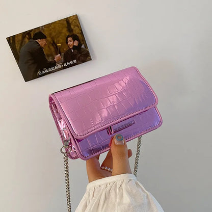 Y2K Crocodile Pattern Chain Shoulder Bag – Mini Crossbody Purse