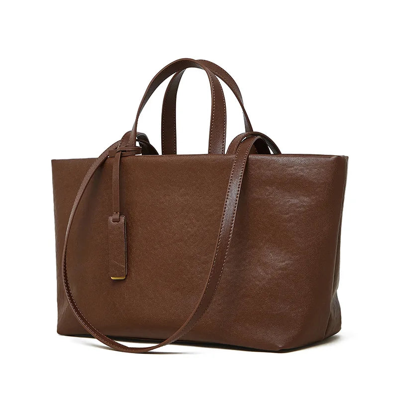Large Capacity Leather Tote Shoulder Bag for Women