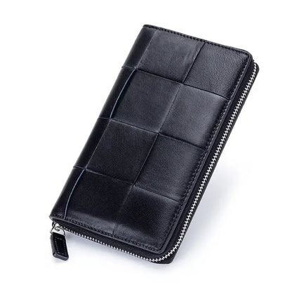 Genuine Leather Women's Long Wallet – Woven Clutch Purse