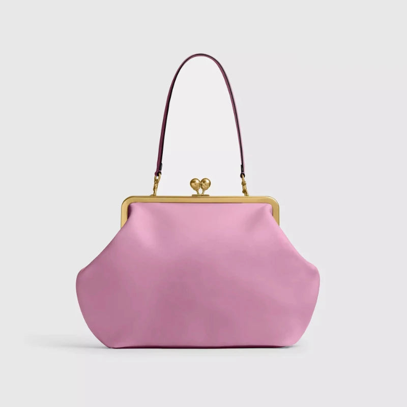 Seashell Clip Handbag – Women's Woven Shoulder Bag with Kiss Lock