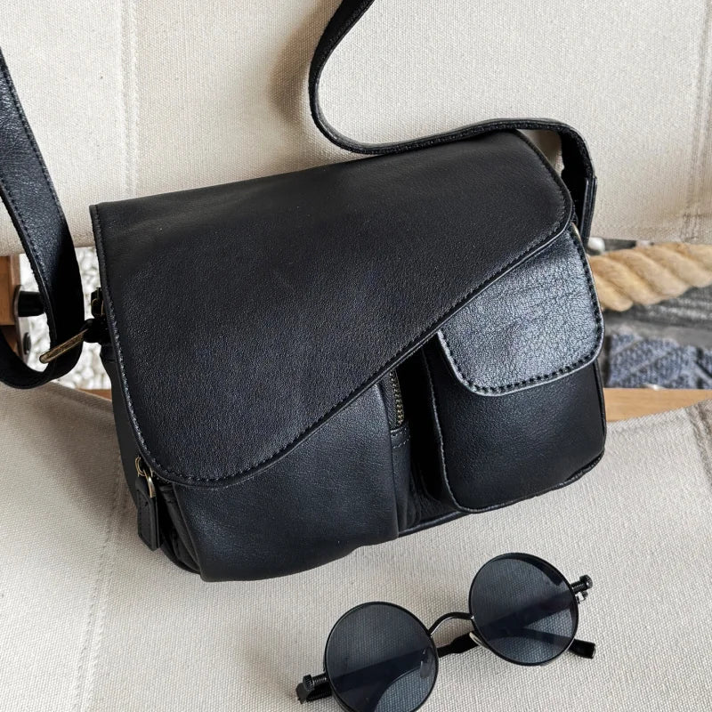 Genuine Leather Crossbody Messenger Bag for Men – 10.5" iPad