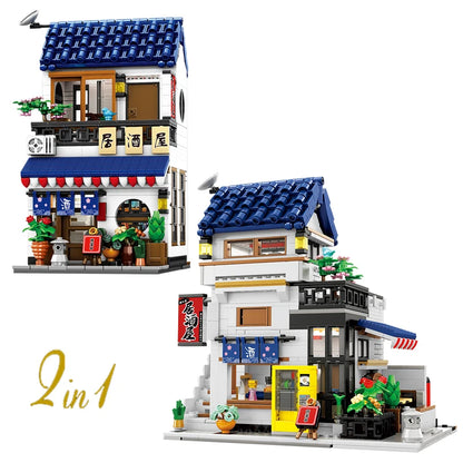 Japanese Ramen Shop Building Blocks Set – MOC Street Scene with Lights