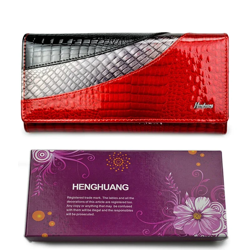 Women's Alligator Leather Long Wallet – Multi-Color Hasp Purse