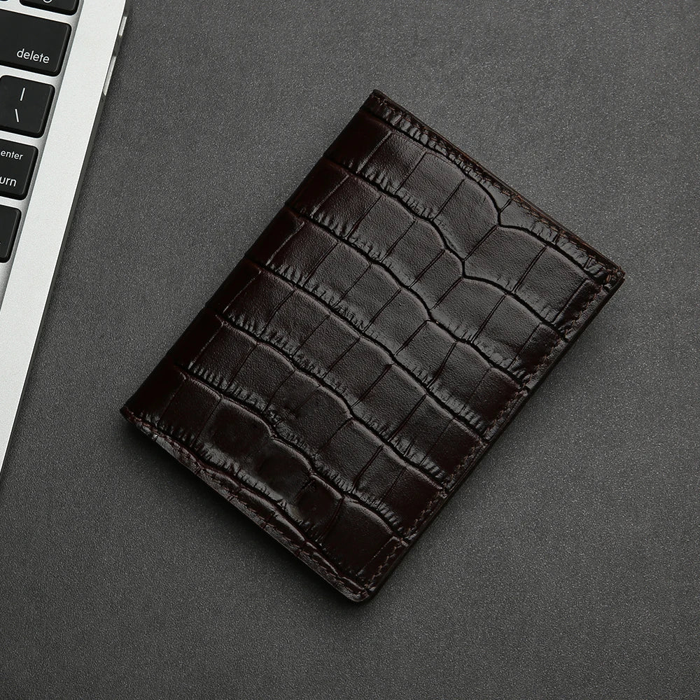 Custom Monogram Luxury Leather Wallet – Crocodile Pattern RFID Blocking