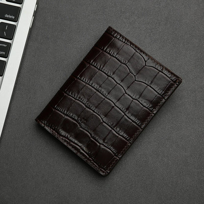 Custom Monogram Luxury Leather Wallet – Crocodile Pattern RFID Blocking