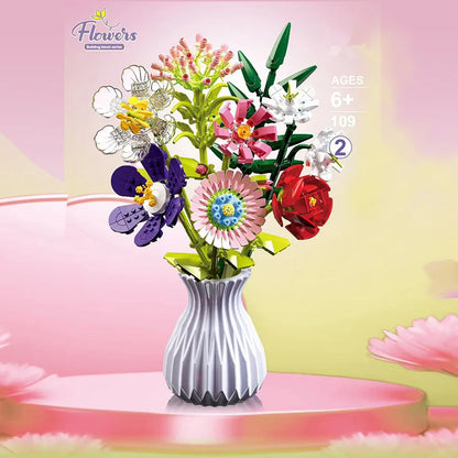 Flower Bouquet Building Blocks Set – DIY Botanical Floral Arrangement