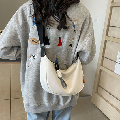 Female Canvas Shoulder Bag Spring Summer Dumpling Trendy Casual Sports Broadband Crossbody
