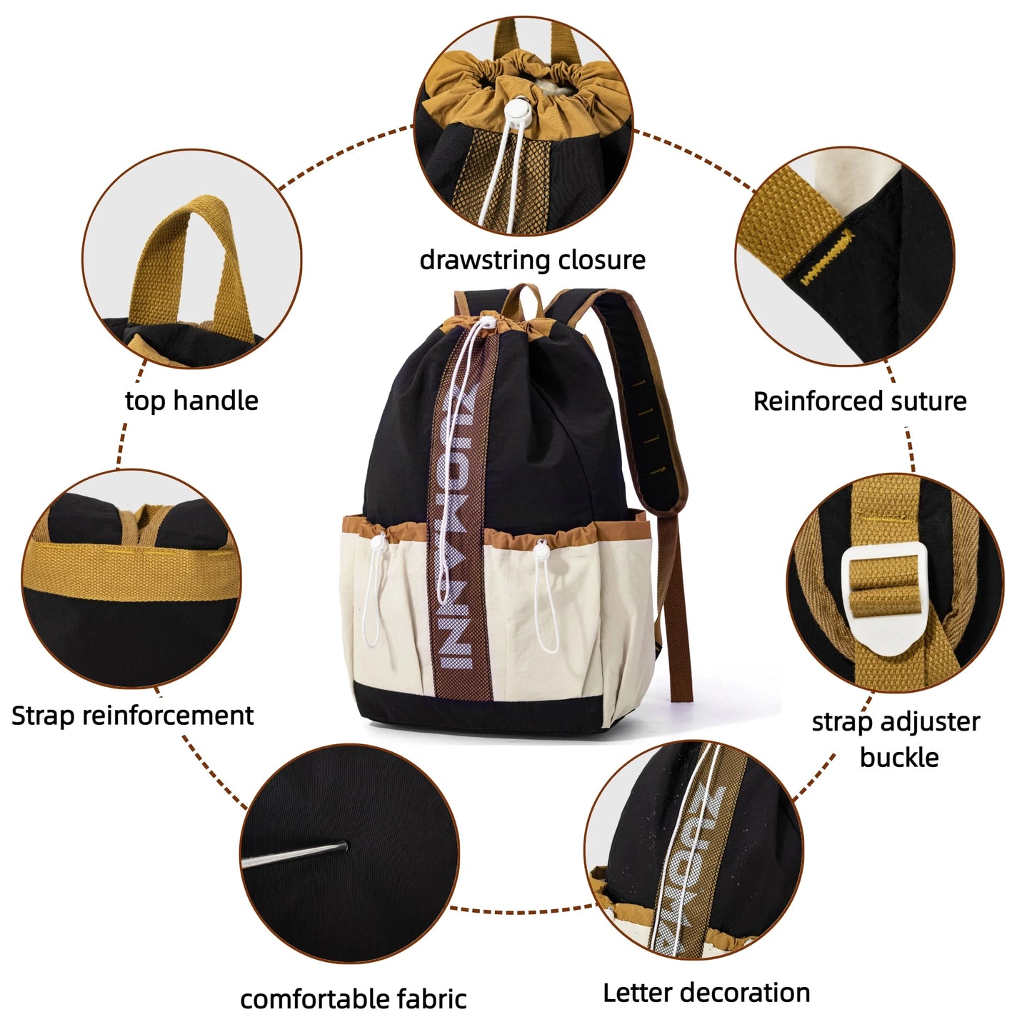 Drawstring Sports Backpack – Multi-Compartment Gym & Outdoor Bag