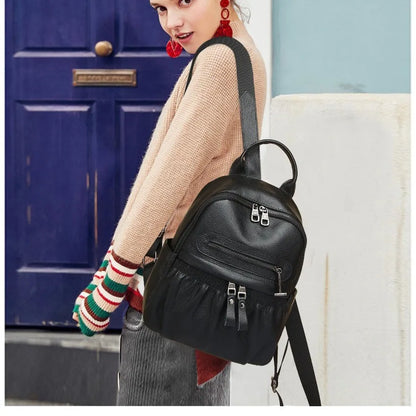 Genuine Leather Women's Mini Backpack – Rivet Detail
