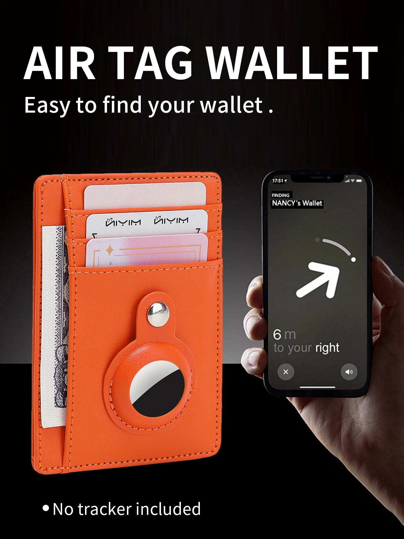 RFID Blocking Slim Card Wallet with AirTag Holder – Unisex
