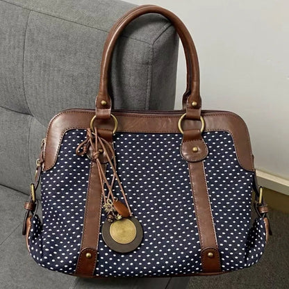 Leather Patchwork Large Handbag – Multi-Functional Women's Commute Bag