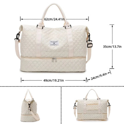 Large Capacity Sports Duffel Bag – Quilted Weekender & Gym Bag for Women