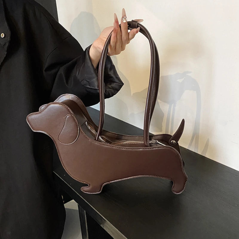 Dachshund Shoulder Bag – 3D PU Leather Novelty Handbag