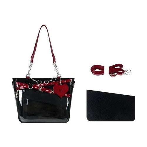 Ita Bag Large Capacity Transparent Crossbody with Love Chain